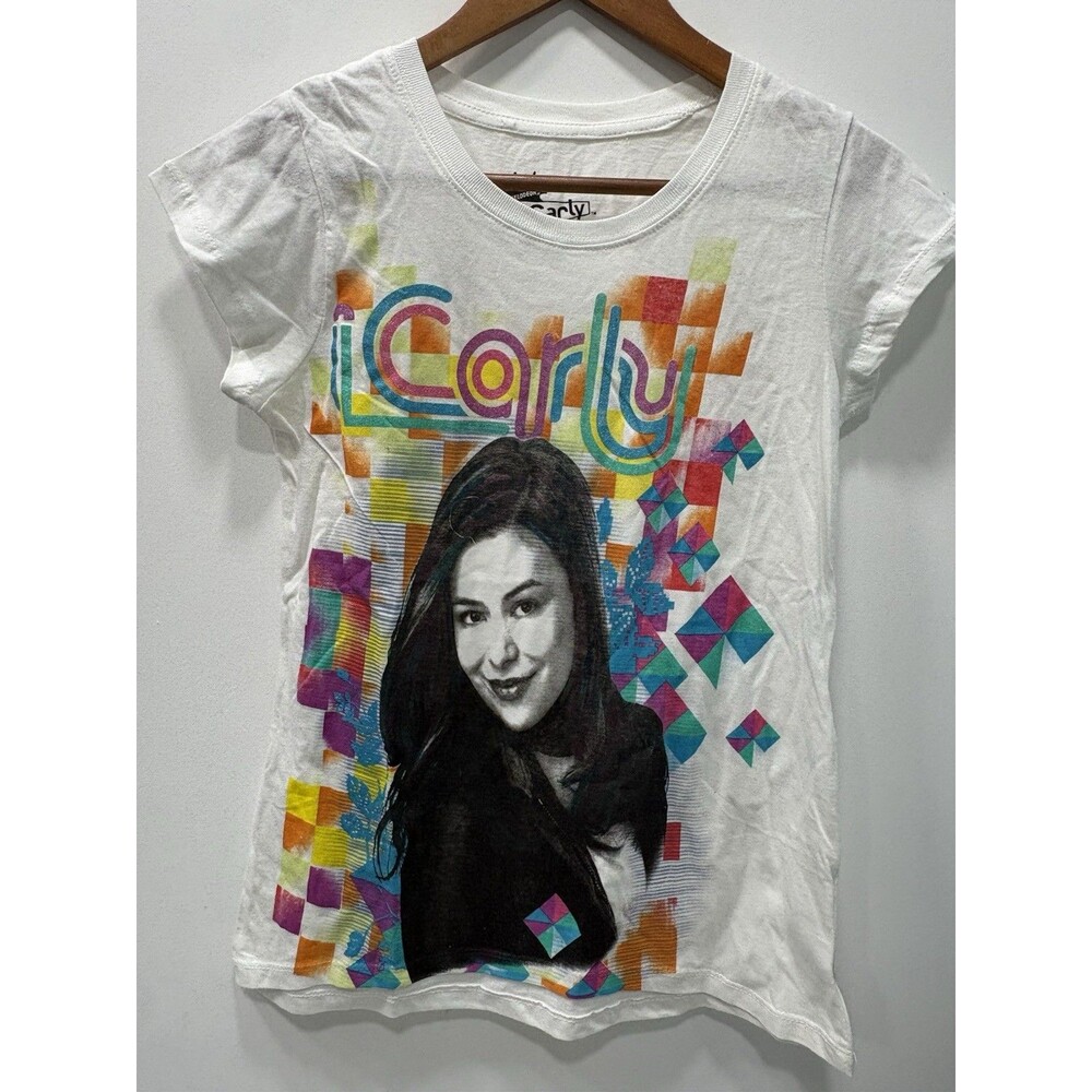 VINTAGE ICARLY T SHIRT GIRLS 14/16 Y2K Nickelodeon Shirt Carly Face Colorful